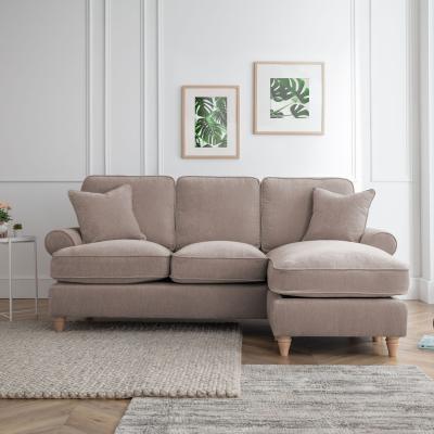 Marigot Putty Fabric Chaise Corner Sofa Rhf