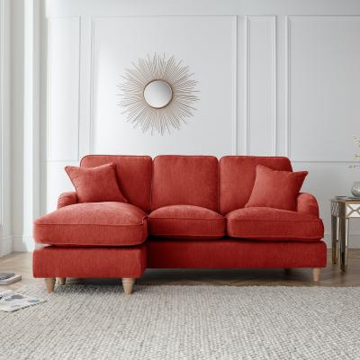 Manhattan Apricot Fabric Chaise Corner Sofa Lhf