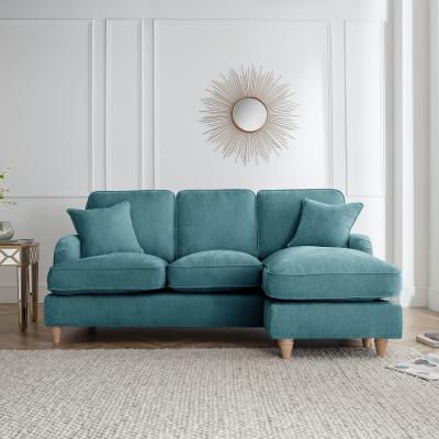 Manhattan Emerald Fabric Chaise Corner Sofa Rhf