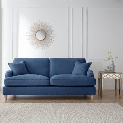 Manhattan Navy Fabric 3 Seater Sofa