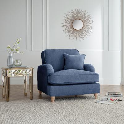 Manhattan Navy Fabric Armchair