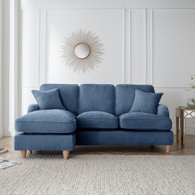 Manhattan Navy Fabric Chaise Corner Sofa Lhf