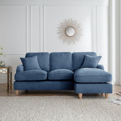 Manhattan Navy Fabric Chaise Corner Sofa Rhf