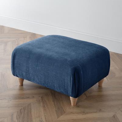 Manhattan Navy Fabric Footstool