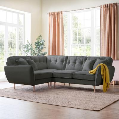 Kendal Charcoal Fabric 1 Corner 2 Sofa