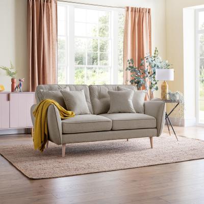 Kendal Mink Fabric 3 Seater Sofa