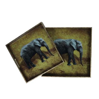 Product photograph of Libra Elephant Decorative Set Of 2 Nesting Trays from Choice Furniture Superstore