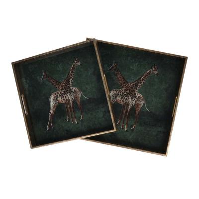 Product photograph of Libra Giraffe Decorative Set Of 2 Nesting Trays from Choice Furniture Superstore