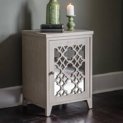 Libra Laura Ashley Grey Mirrored 1 Door Bedside Cabinet