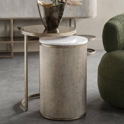 Libra Belvedere Aged Gold Metal Round Nest Of 2 Tables