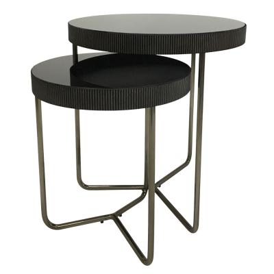 Libra Knightsbridge Black Glass Round Side Table Set Of 2