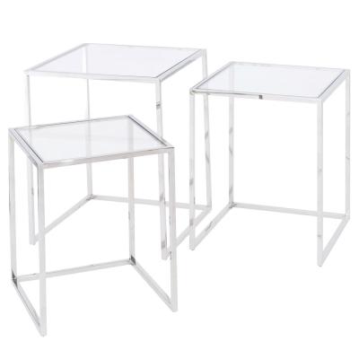Libra Linton Glass And Metal Square Nest Of 3 Tables