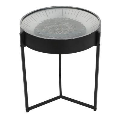 Libra Palladium Black And Nickel Cogs Round Side Table