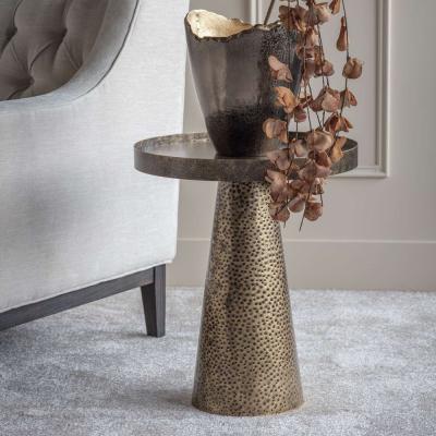 Libra Sandbanks Antique Gold Metal Round Side Table