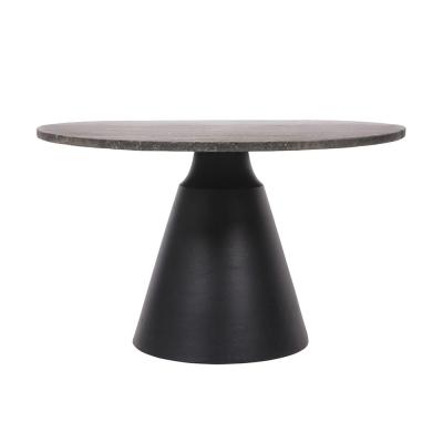 Libra Clifton Grey Travertine Marble Small Round Coffee Table