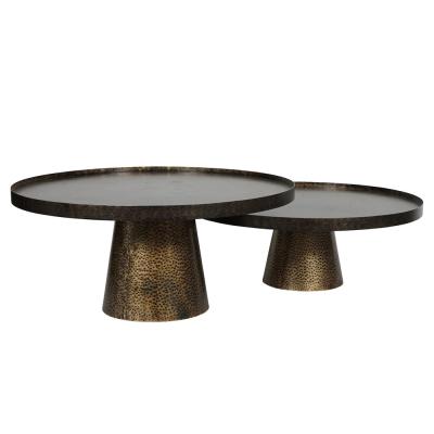 Libra Sandbanks Black Metal Round Coffee Table Set Of 2