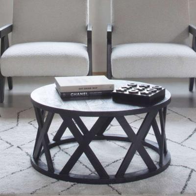 Libra Cali Black Mango Wood Round Coffee Table