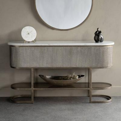 Libra Belvedere Aged Gold Oval Console Table