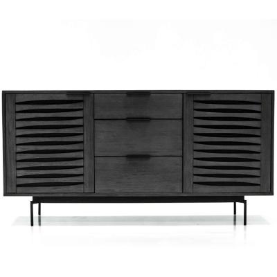 Libra Bronks Black Acacia Wood 2 Door Large Buffet Sideboard 160cm