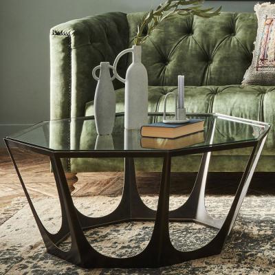 Libra Catalan Glass And Bronze Hexagonal Coffee Table