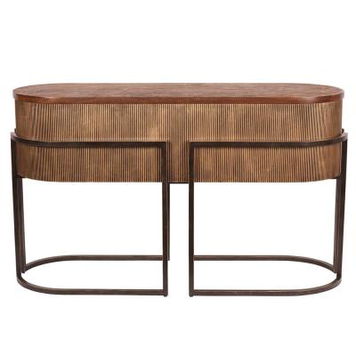 Libra Hunter Brown Fluted Oval Console Table