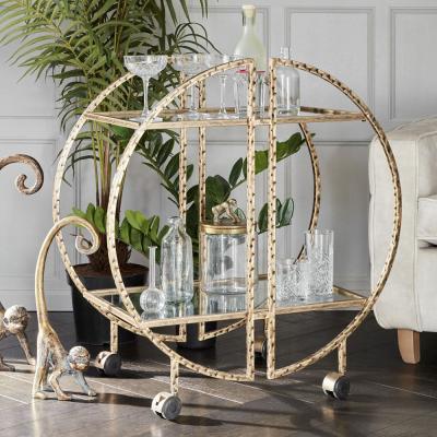 Libra Saturn Glass And Gold Metal Drinks Trolley