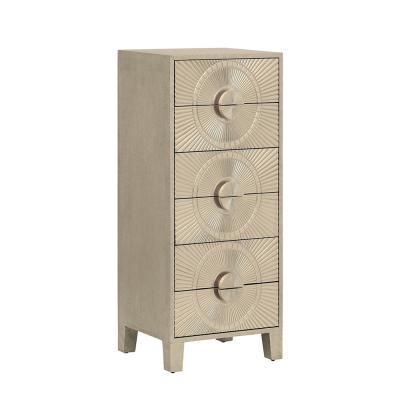Libra Coco Silver Embossed 6 Drawer Tall Chest