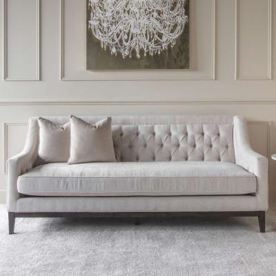 Libra Theodore Ivory Fabric Buttoned 3 Seater Sofa