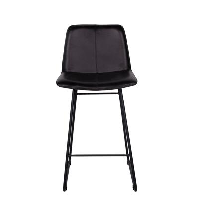 Robinson Barstool with Back - Set of 2 - Charcoal Leather