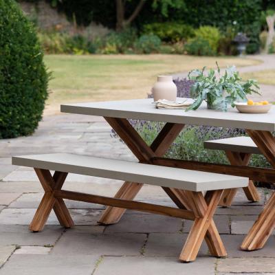 Burford Outdoor Bench Small In Grey Faux Concreate