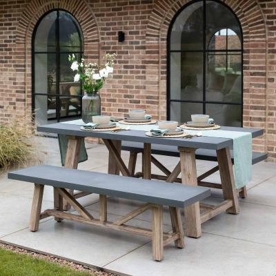 Chilford Outdoor Table And Bench Set Small Grey Slate