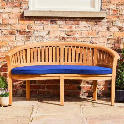 Crummock Outdoor Teak 140cm Bench With Blue Cushion