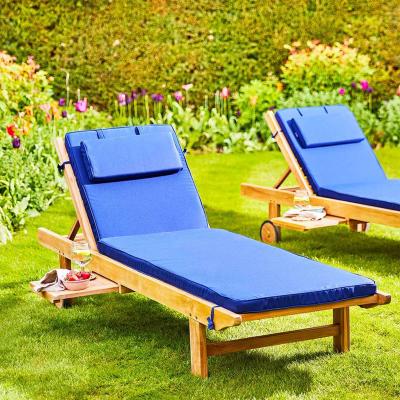 Winchcombe Outdoor Teak Sun Lounger With Cushion Blue