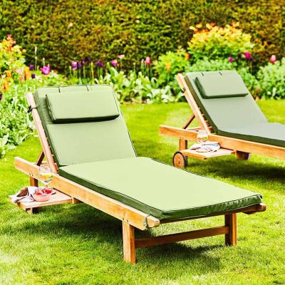 Winchcombe Outdoor Teak Sun Lounger With Cushion Green