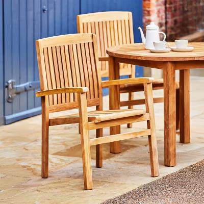 2 X Henley Outdoor Teak Carver Stacking Dining Chair