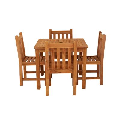 Marbrook Outdoor Teak Table 90cm X 90cm And 4 Malvern Side Chairs