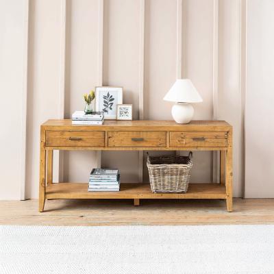 Ashwell Console Table 3 Drawer Natural Reclaimed Pine