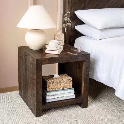 Fawley Chevron Side Table Brown Reclaimed Pine