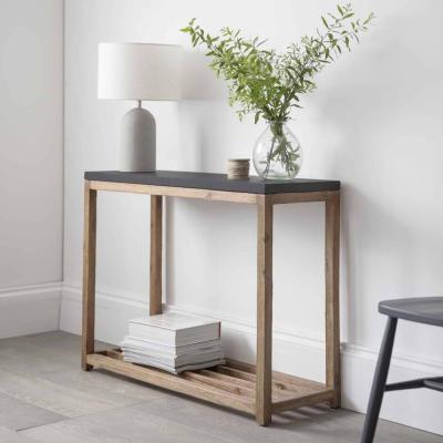 Hilcot Console Table Slate Grey Acacia Wood