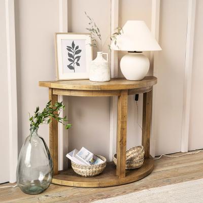 Oxhill Curved Console Table Natural Reclaimed Pine