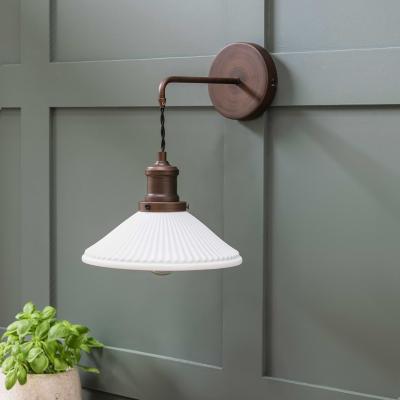 Beaulieu Ceramic Fluted Cone Wall Light Antique Bronze