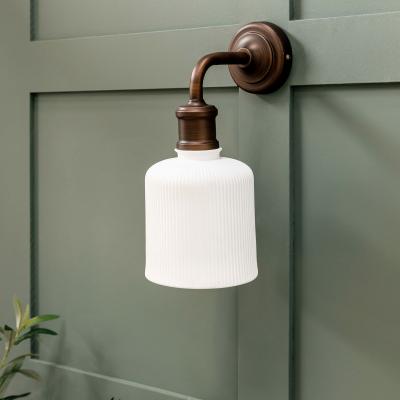 Beaulieu Ceramic Fluted Cylinder Wall Light Antique Bronze
