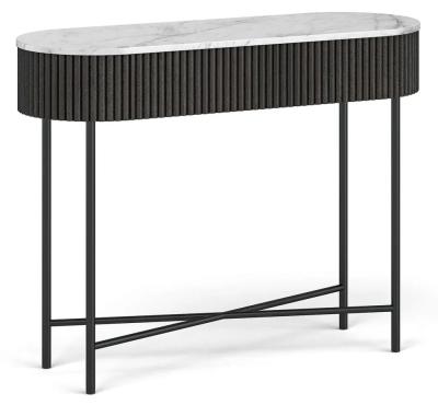 Lucas Black Fluted Console Table With White Marble Top