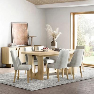 Cara Oak 68 Seater Extending Dining Set With Luna Beige Fabric Dining Chair
