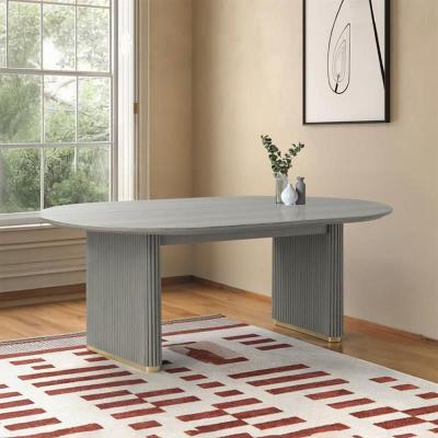 Isabella Grey 8 Seater Oval Fluted Dining Table 200cm