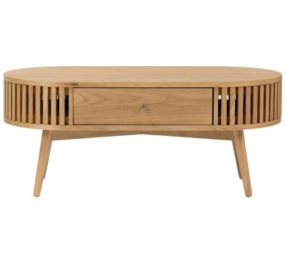 Soho Oak 1 Drawer Slatted Oval Coffee Table