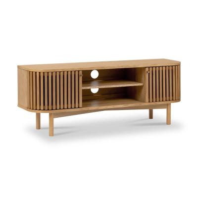 Soho Oak 130cm Slatted Small Storage Tv Unit