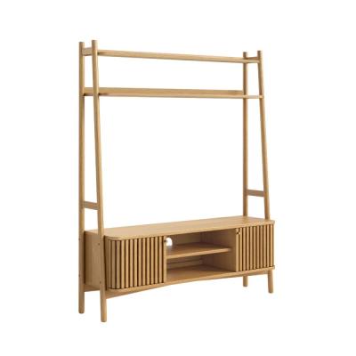 Soho Oak Slatted Ladder Storage Tv Unit