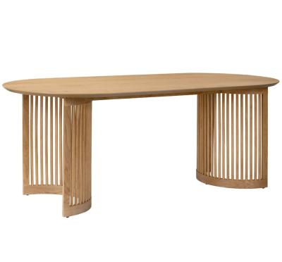 Soho Oak 8 Seater Oval Dining Table With Slatted Base 200cm