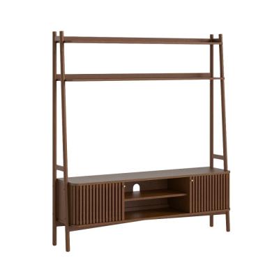 Soho Dark Oak 165cm Slatted Ladder Large Storage Tv Unit
